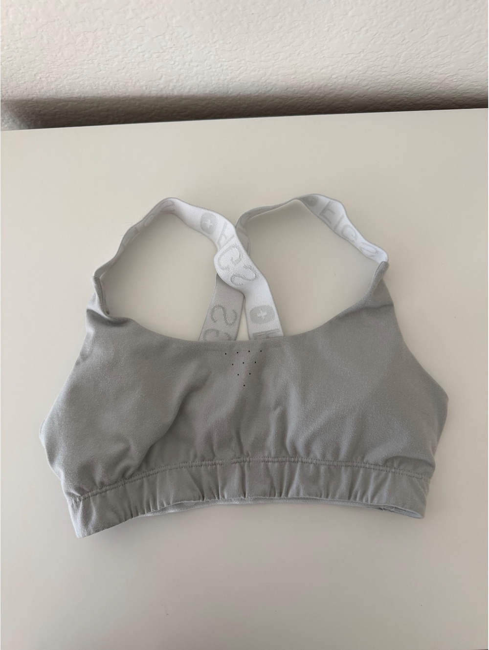 FIGS scrubs athleta Light Gray Sports Bra with White Logo Straps, Size Medium
